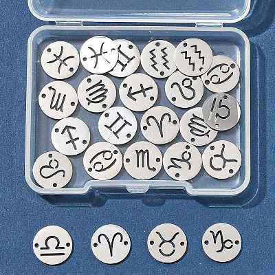 24Pcs 12 Styles 201 Stainless Steel Links/Connectors STAS-FS0001-98-1