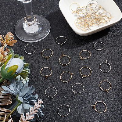 60Pcs 2 Colors 316 Surgical Stainless Steel Wine Glass Charms Rings STAS-LP0001-05A-1