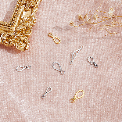 4 Sets 4 Styles 925 Sterling Silver Hook Clasps STER-PH0002-06-1