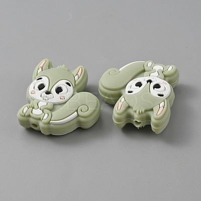 Squirrel Food Grade Eco-Friendly Silicone Beads SIL-WH0012-030D-1