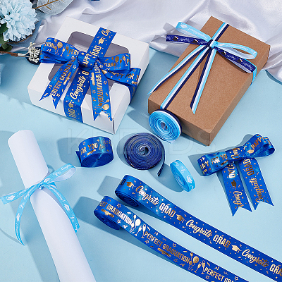 6Pcs 6 Styles Graduation Season Gold Stamping Polyester Printed Ribbon OCOR-PH0005-03-1