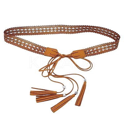 Bohemian Imitation Leather Tassel Wrap Chain Belts AJEW-WH20033-096AS-C-1