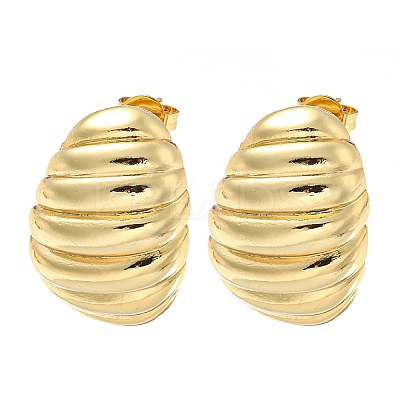 Rack Plated Chunky Teardrop Brass Stud Earrings for Women EJEW-Z048-12G-1