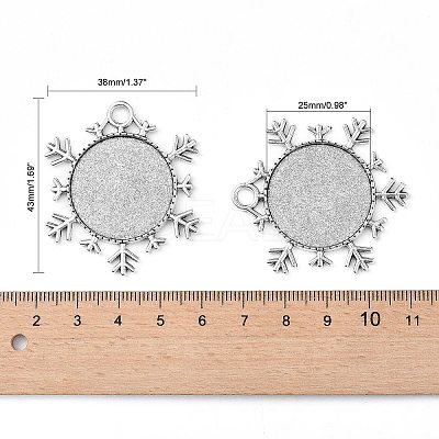 Christmas Ornaments Alloy Snowflake Pendant Cabochon Settings LS-TIBEP-O006-29AS-1
