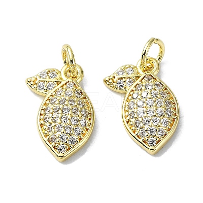 Rack Plating Brass Micro Pave Clear Cubic Zirconia Pendants KK-R157-08G-1