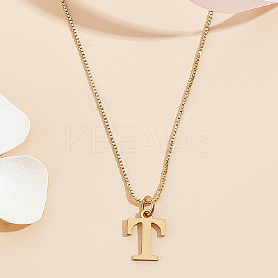 1pc 304 Stainless Steel Letter Pendant Necklaces NJEW-LP0001-38T-G-1