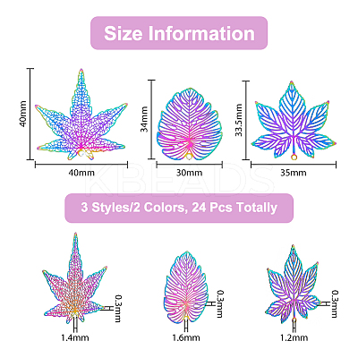 24pcs 6 styles 201 Stainless Steel Pendants STAS-DC0013-59-1