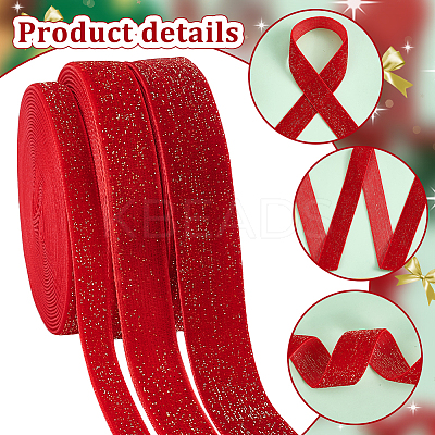 3 Rolls 3 Styles Sparkle Single Face Velvet Ribbons OCOR-PH0004-13-1