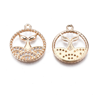 Brass Micro Pave Clear Cubic Zirconia Pendants KK-S359-093-RS-1