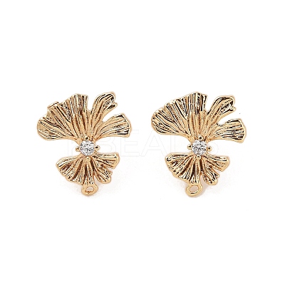 Brass with Clear Cubic Zirconia Stud Earring Findings KK-G491-57D-G-1