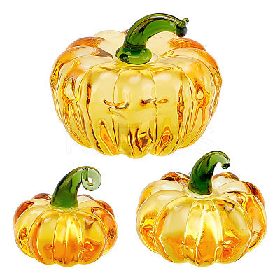 3Pcs 3 Styles Glass Pumpkin Display Decorations DJEW-PH0001-68C-1
