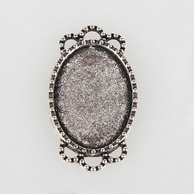 Vintage Tibetan Style Alloy Connector Cabochon Bezel Settings TIBE-O001-07AS-1
