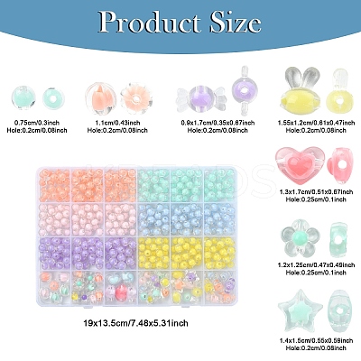 496Pcs 12 Styles Transparent Acrylic Beads OACR-YW0002-01-1