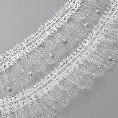 1 Yard Polyester Pleated Lace Ribbons OCOR-WH0090-010-1