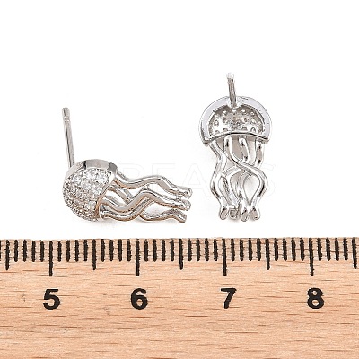 Brass Micro Pave Cubic Zirconia Stud Earrings EJEW-G471-19G-1