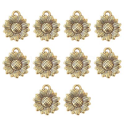 Sunflower Tibetan Style Alloy Pendants TIBEP-YW0001-52AG-1