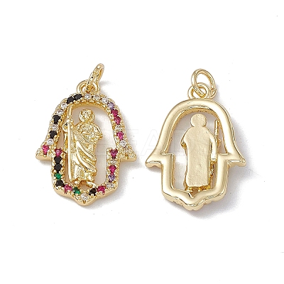 Brass Colorful Cubic Zirconia Pendants KK-E068-VA202-2-1