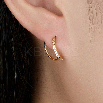 925 Sterling Silver Micro Pave Cubic Zirconia Hoop Earrings CB9976-2-1