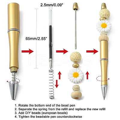 Plastic Beadable Pens X-AJEW-L082-A09-1