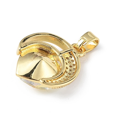 Real 18K Gold Plated Rack Plating Brass Micro Pave Clear Cubic Zirconia Pendants KK-C015-20G-15-1