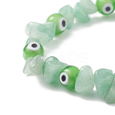 7Pcs 7 Style Natural & Synthetic Mixed Gemstone Chips & Lampwork Evil Eye Stretch Bracelets Set for Women BJEW-JB08746-1