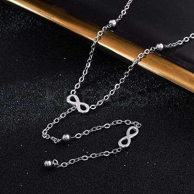 304 Stainless Steel Infinity Y Necklaces NJEW-R026-21P-1