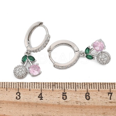 Brass Micro Pave Cubic Zirconia Hoop Earrings EJEW-R016-15P-1