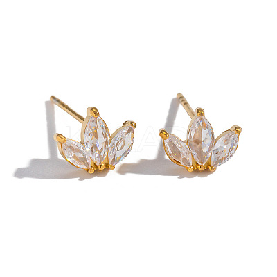 304 Stainless Steel Flower Stud Earrings X-WA7046-1
