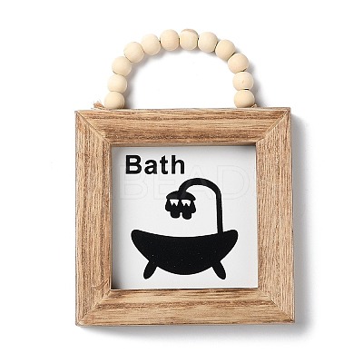 Wooden Square Wall Pendant Decorations LS-HJEW-Z004-01A-1