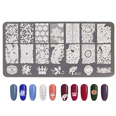 Non-Tarnish Lace Flower Stainless Steel Nail Art Stamping Plates LS-X-MRMJ-L003-C01-1