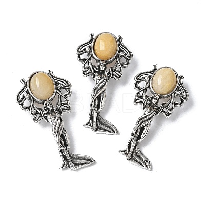 Angel Brass Natural Topaz Jade Pendants KK-D361-02AS-24-1
