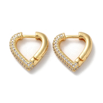 Brass Pave Clear Cubic Zirconia Hoop Earrings EJEW-M258-04G-1