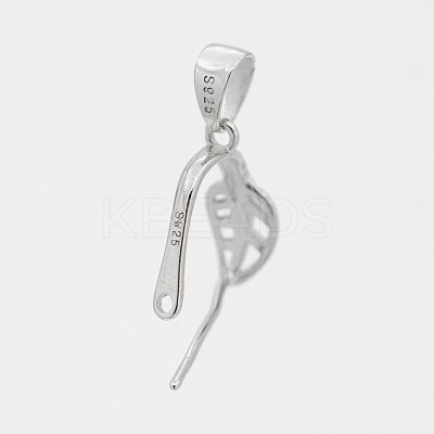 Anti-Tarnish Trendy Rhodium Plated 925 Sterling Silver Pinch Bails STER-M088-10B-1