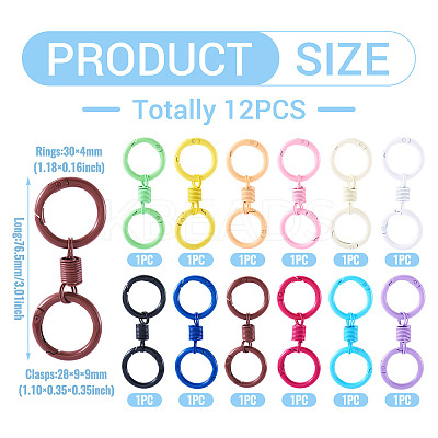 12Pcs 12 Colors Alloy Spring Gate Clasps FIND-TA0008-03-1