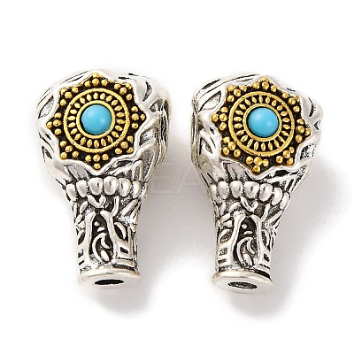Rack Plating Tibetan Style Alloy 3 Hole Guru Beads PALLOY-F313-04AS-1