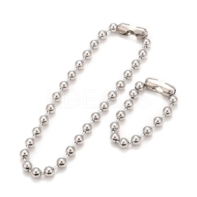 Tarnish Resistant 304 Stainless Steel Ball Chain Necklace & Bracelet Set STAS-D181-02P-02A-1