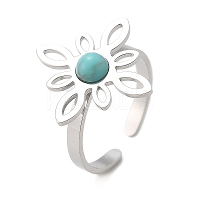 Synthetic Turquoise Finger Rings RJEW-I110-02P-02-1