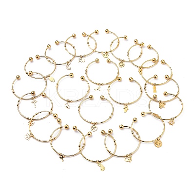 PVD Vacuum Plating 201 Stainless Steel Cuff Bangles BJEW-M284-20G-1-1