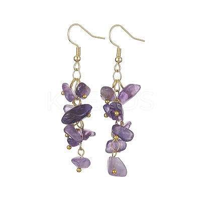 Natural Amethyst Chips Dangle Earrings EJEW-JE05266-01-1