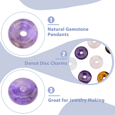 8Pcs 4 Styles Natural Gemstone European Pendants G-DC0001-35-1