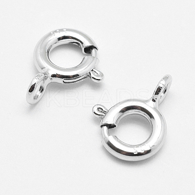 Anti-Tarnish Rhodium Plated 925 Sterling Silver Spring Ring Clasps LS-STER-K167-076A-P-1