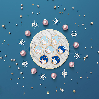 40Pcs 2 Colors Alloy Enamel Pendants ENAM-DC0001-17-1