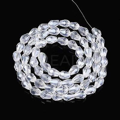 Transparent Teardrop Glass Beads Strands GLAA-T025-79B-01-1