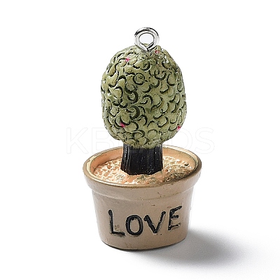 Cactus Pot Green Plant Resin Pendants CRES-B014-01-1