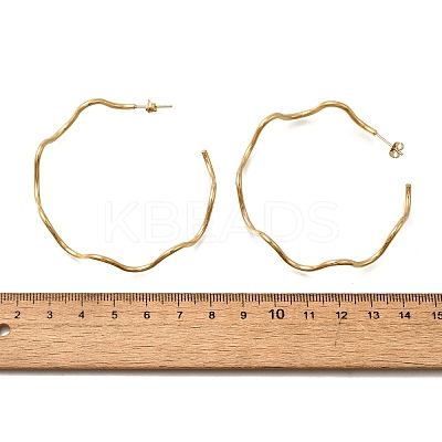 Wavy C-Shaped 304 Stainless Steel Stud Earrings EJEW-A129-02G-1