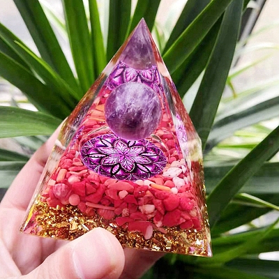 Orgonite Pyramids with Natural Red Jasper PW-WG59452-01-1