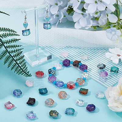 120Pcs 2 Styles Transparent Glass Beads GLAA-SC0003-01-1