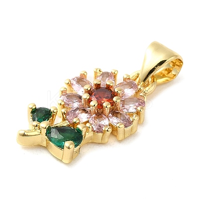 Rack Plating Brass Micro Pave Cubic Zirconia Pendants X-KK-P241-09G-1