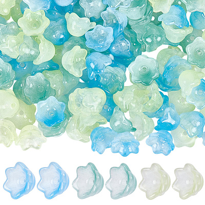 150Pcs 3 Colors Transparent Two Tone Spray Painted Glass Beads GLAA-LT0001-04C-1