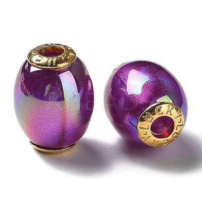 Rainbow Iridescent Plating Acrylic European Beads OACR-P019-02A-M-1